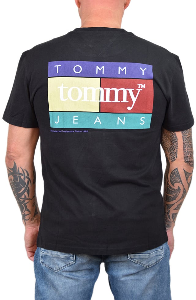 Tommy Jeans Reg Pop Color Flag Tee Ext Zwart