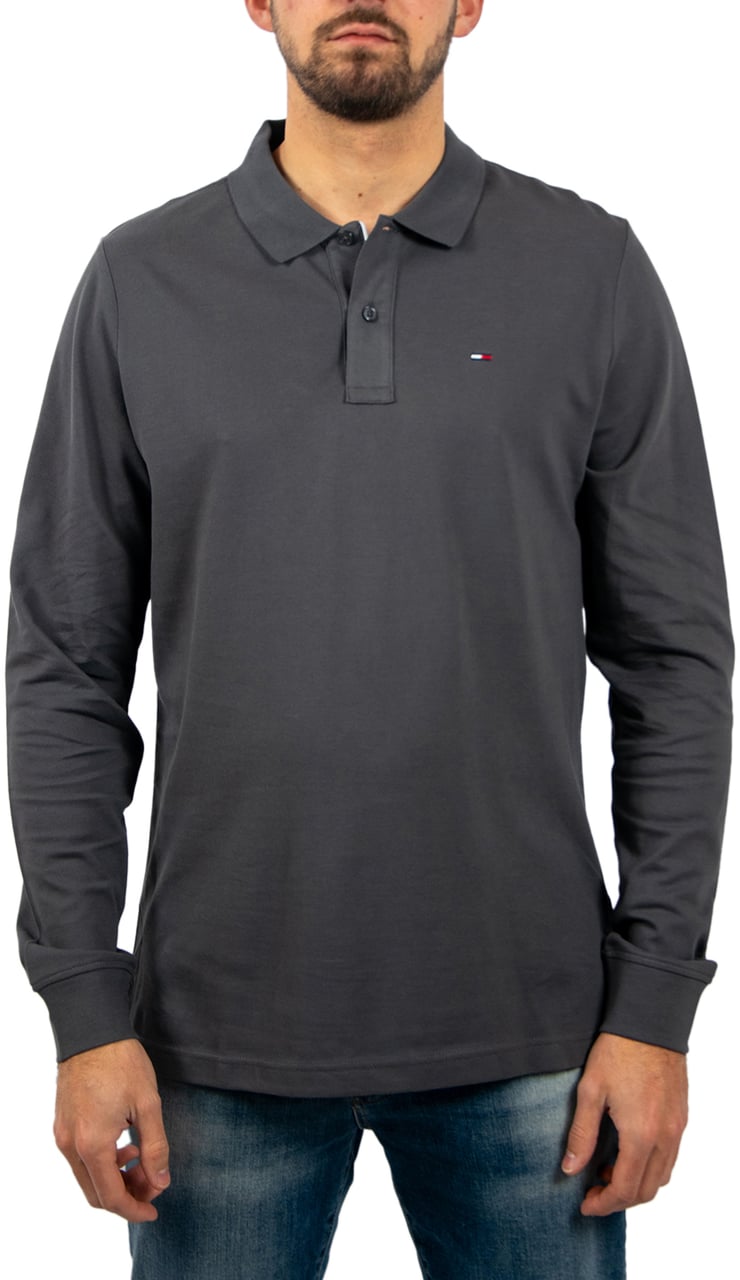 Tommy Jeans Slim Placket Polo LS Ext Zwart