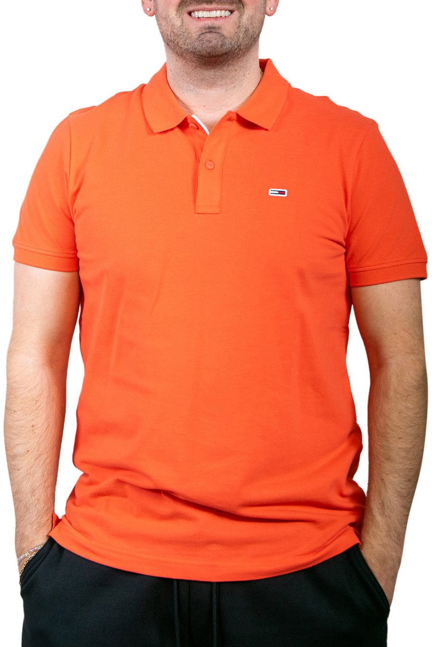 Tommy Jeans Slim Placket Polo EXT Rood