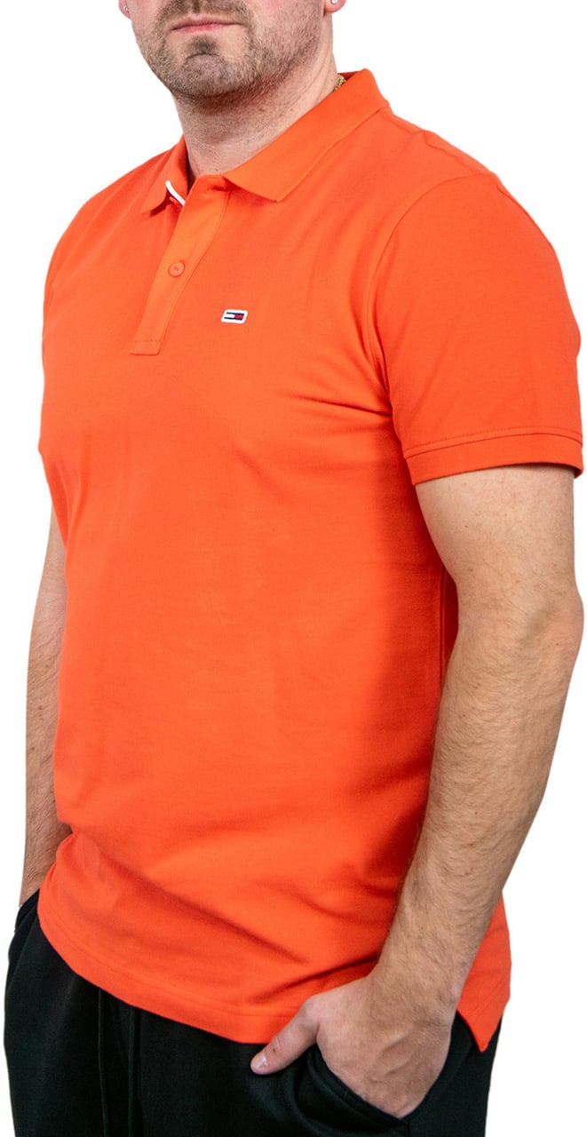 Tommy Jeans Slim Placket Polo EXT Rood