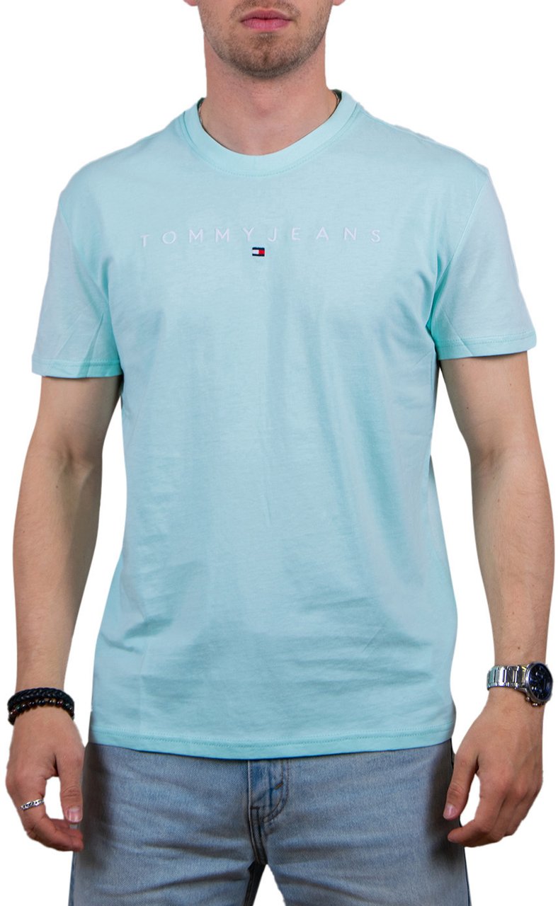 Tommy Jeans Reg Linear Logo Tee Blauw