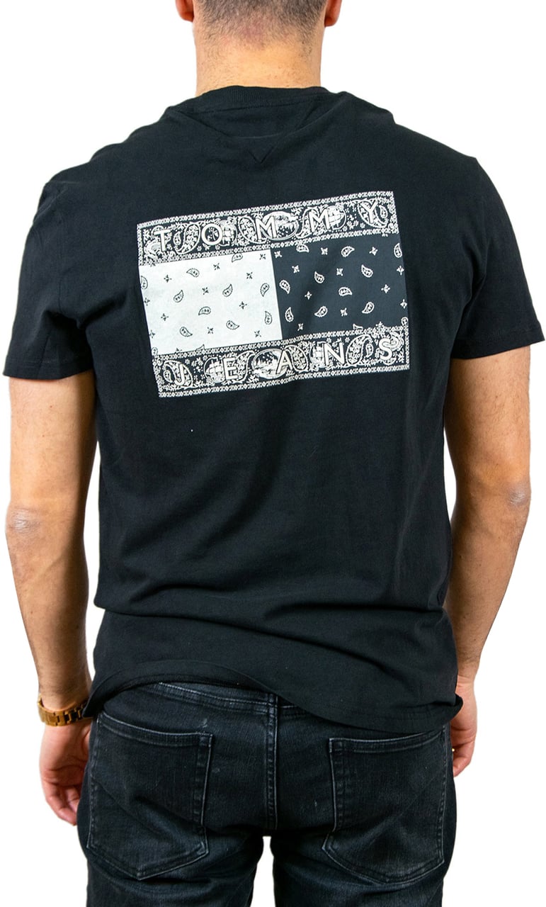 Tommy Jeans Reg Paisley Flag Tee Zwart