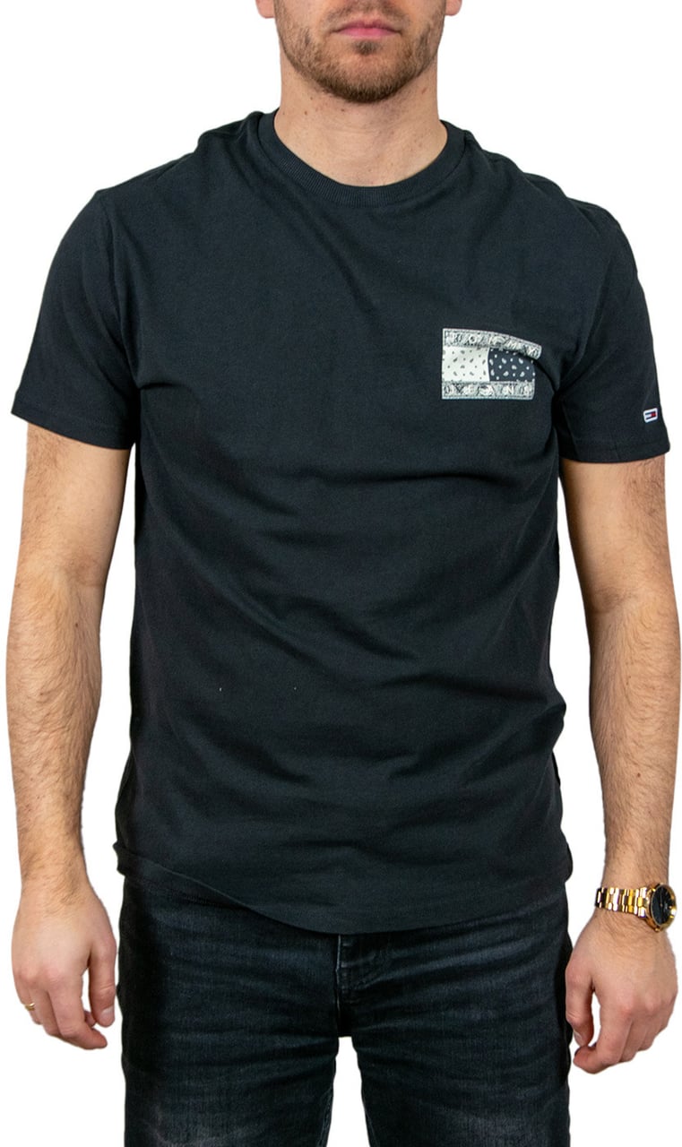 Tommy Jeans Reg Paisley Flag Tee Zwart