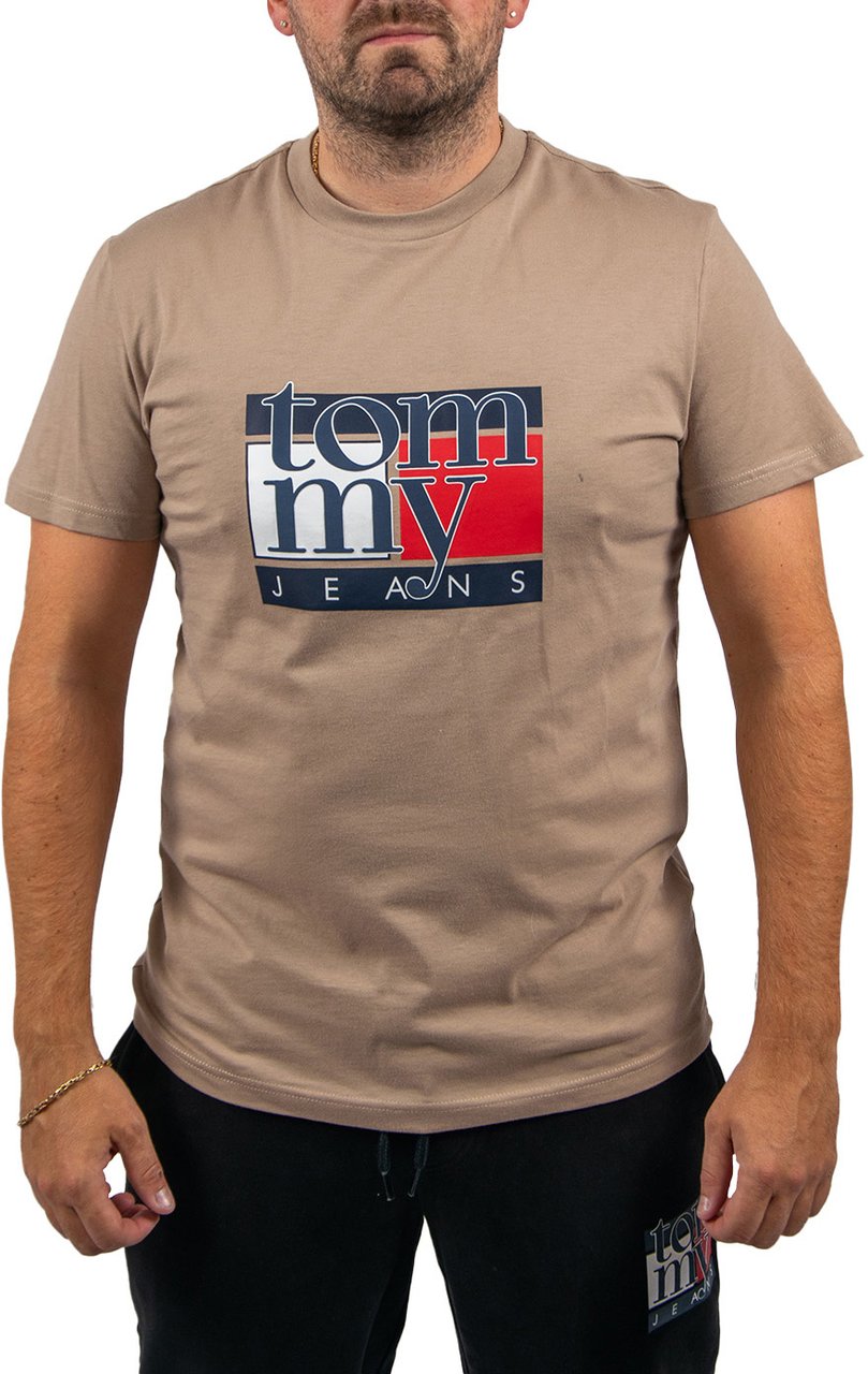 Tommy Jeans Slim RWB Flag Tee EXT Beige