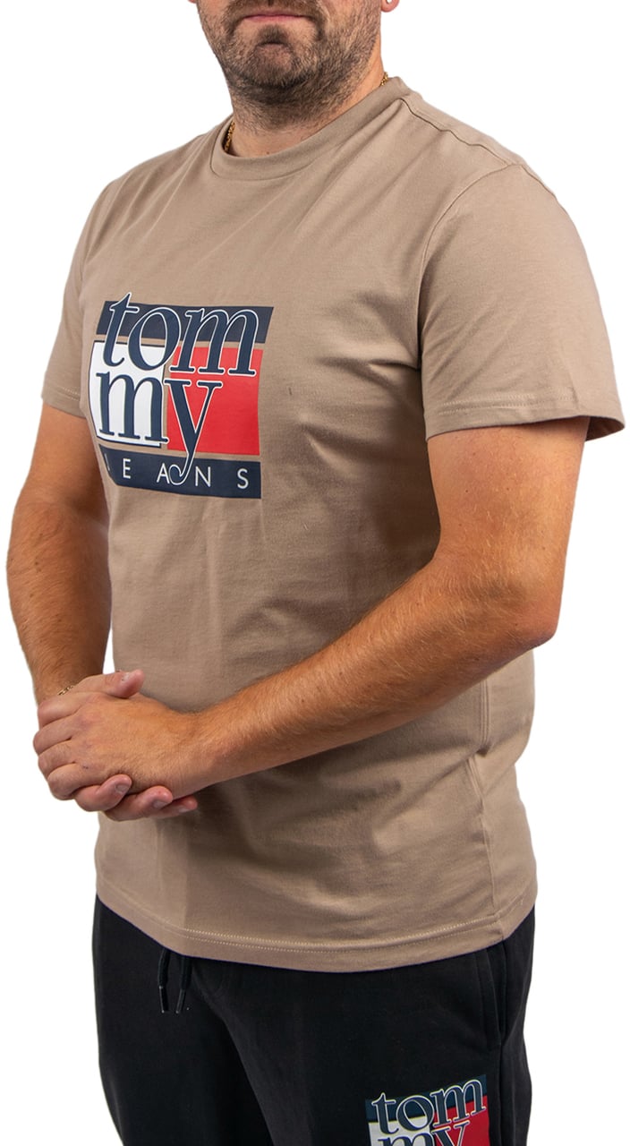 Tommy Jeans Slim RWB Flag Tee EXT Beige