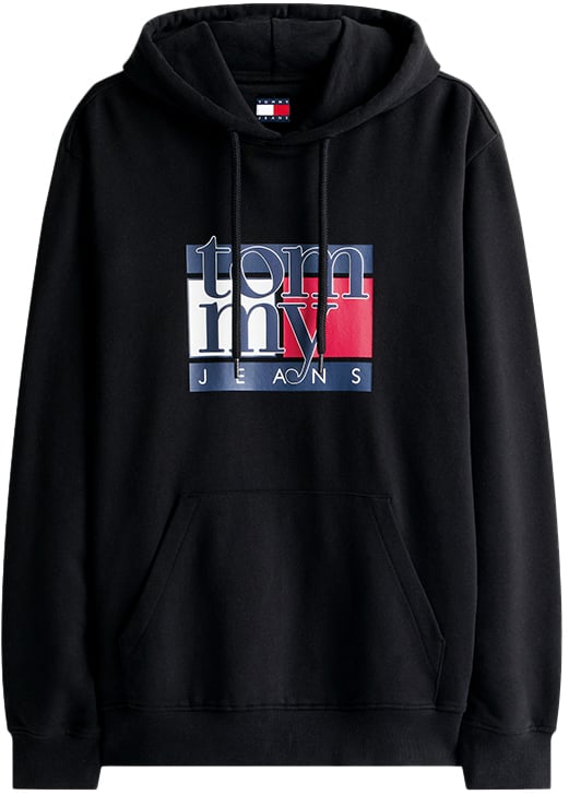 Tommy Jeans Reg RWB Flag Hoodie EXT Zwart
