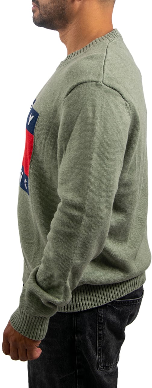 Tommy Jeans Reg Melange Flag Sweater Groen
