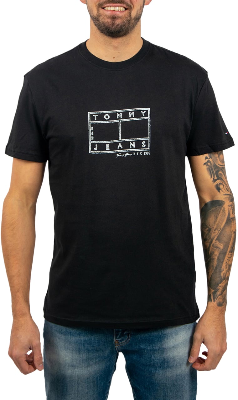 Tommy Jeans Tommy Jeans Reg Center Flag SS Tee Zwart