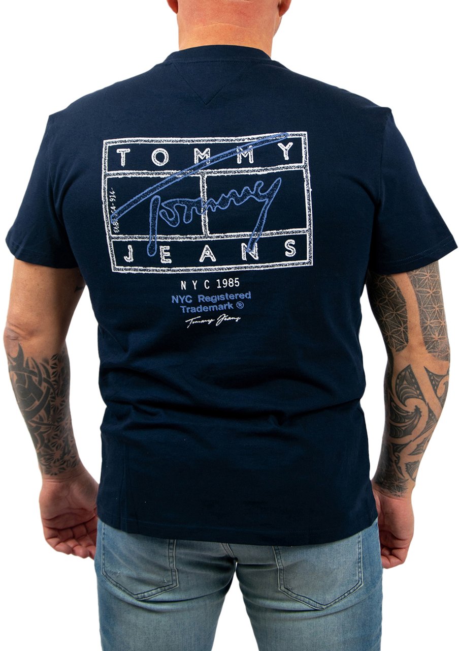 Tommy Jeans Tommy Jeans Reg Sign Spray SS T Ext Blauw