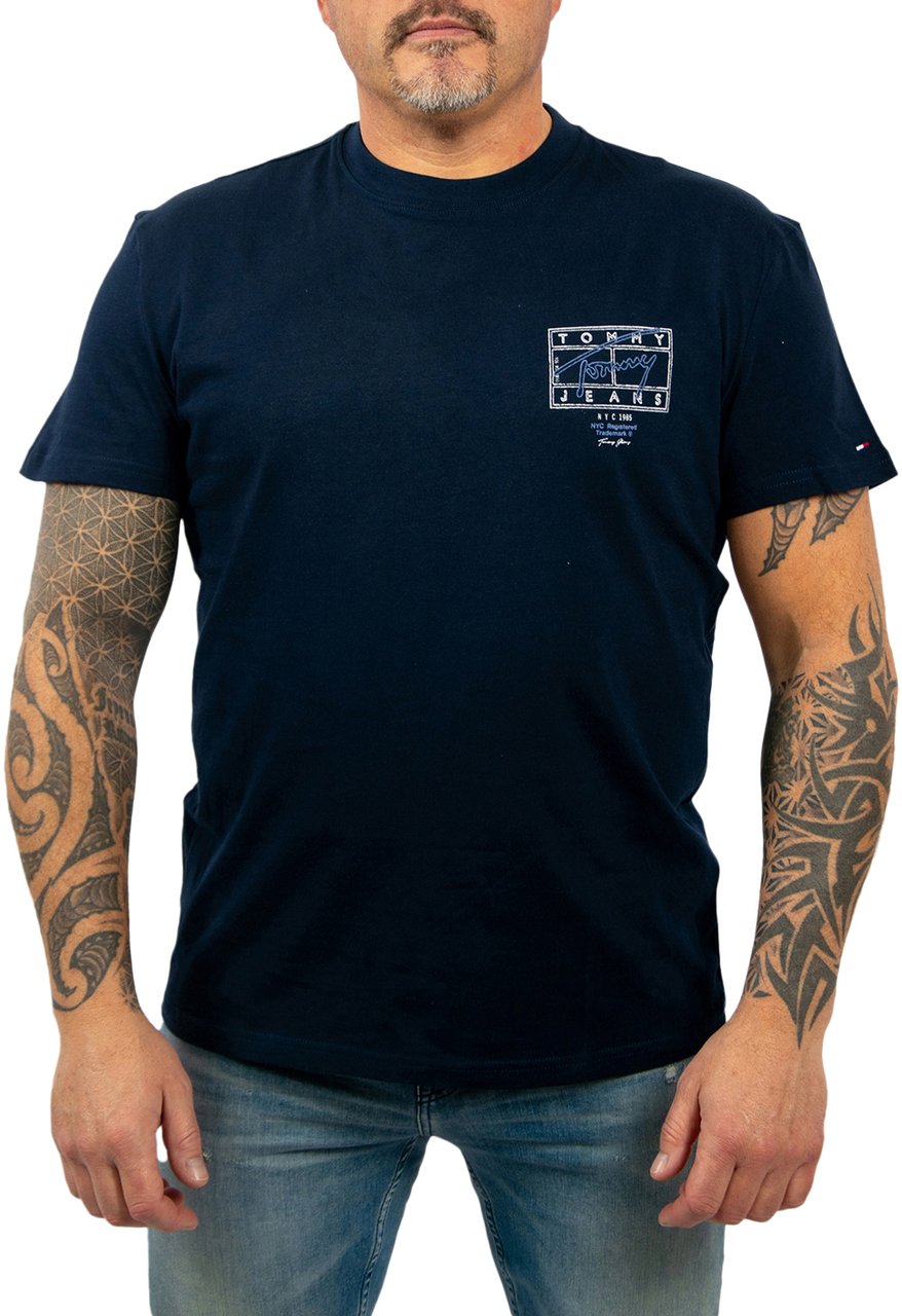 Tommy Jeans Tommy Jeans Reg Sign Spray SS T Ext Blauw