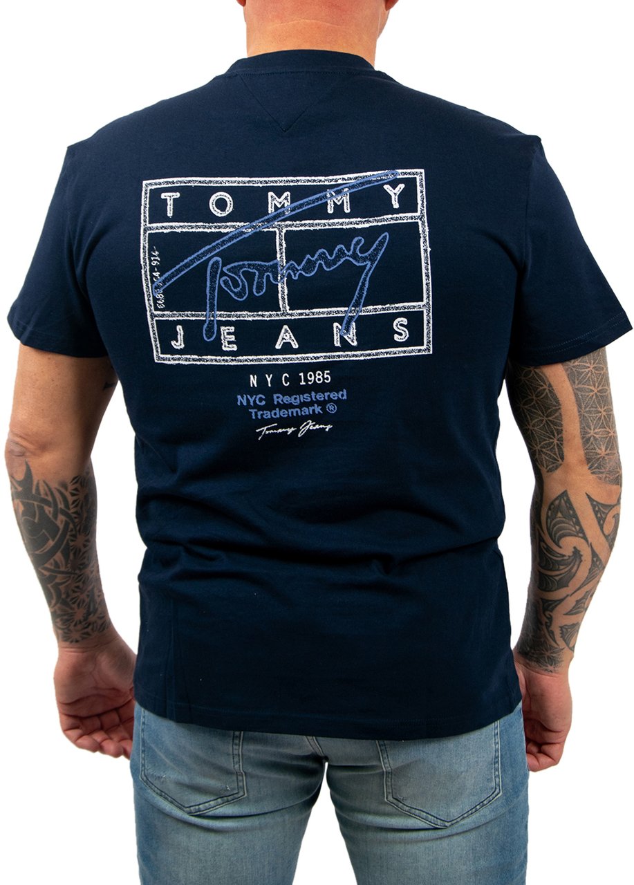 Tommy Jeans Reg Sign Spray SS T Ext Blauw