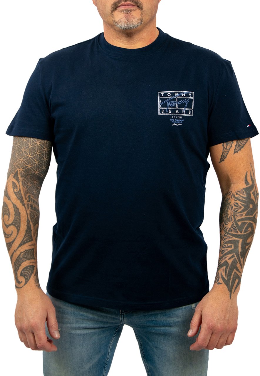Tommy Jeans Reg Sign Spray SS T Ext Blauw