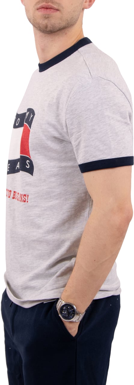 Tommy Jeans Tommy Jeans Reg Waving Flag Ss Ringer Tee Grijs