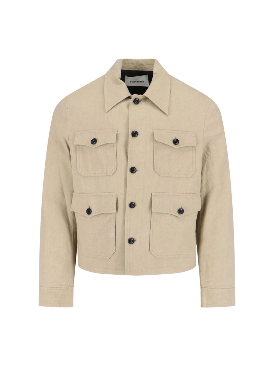 Tonywack Minimalistic Beige Jacket With High Collar And Zipper Closure Neutraal