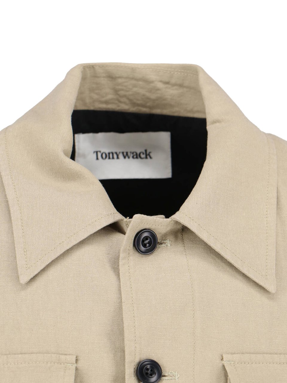 Tonywack Minimalistic Beige Jacket With High Collar And Zipper Closure Neutraal
