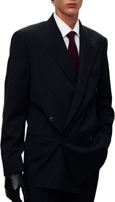 Tonywack Blazer Twill Double-Breasted Tailored Wool Nera Zwart