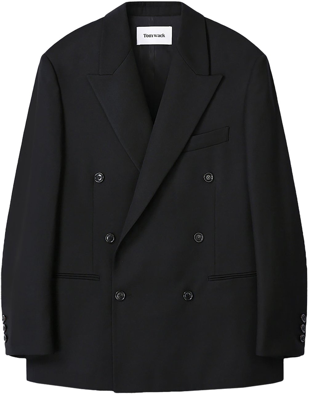 Tonywack Blazer Twill Double-Breasted Tailored Wool Nera Zwart