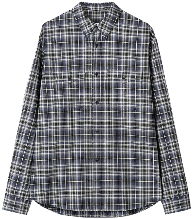 Tonywack Camicia Cotton Double Pocket Checked Blu Blauw