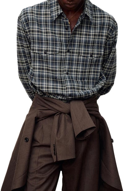 Tonywack Camicia Cotton Double Pocket Checked Blu Blauw