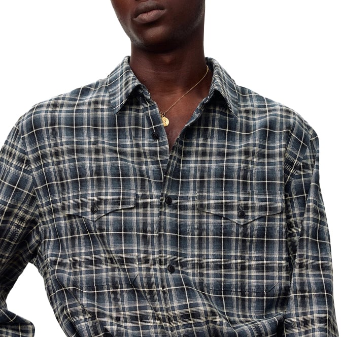 Tonywack Camicia Cotton Double Pocket Checked Blu Blauw
