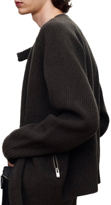 Tonywack Maglione Knitted Zip-Up Merino Antracite Divers