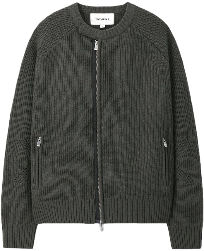 Tonywack Maglione Knitted Zip-Up Merino Antracite Divers