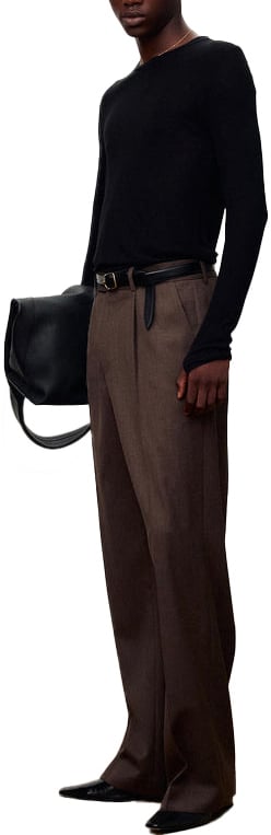 Tonywack Pantalone Pleated Melange Wool Hazelnut Divers