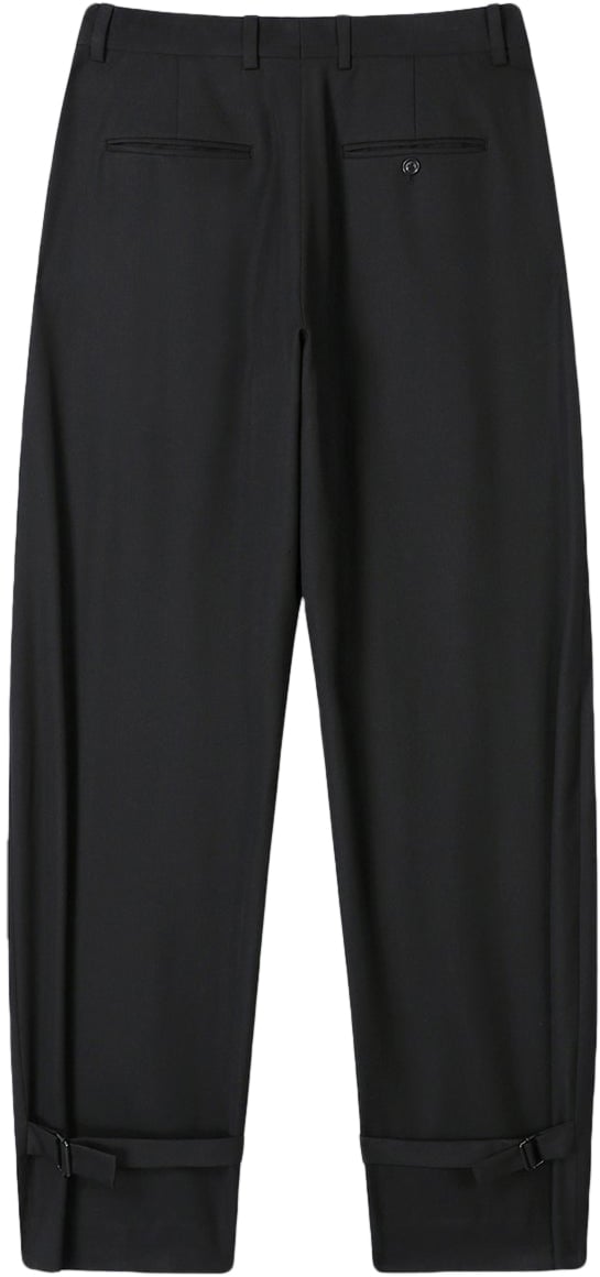 Tonywack Pantalone Twill Curved Leg Strap Wool Nero Zwart