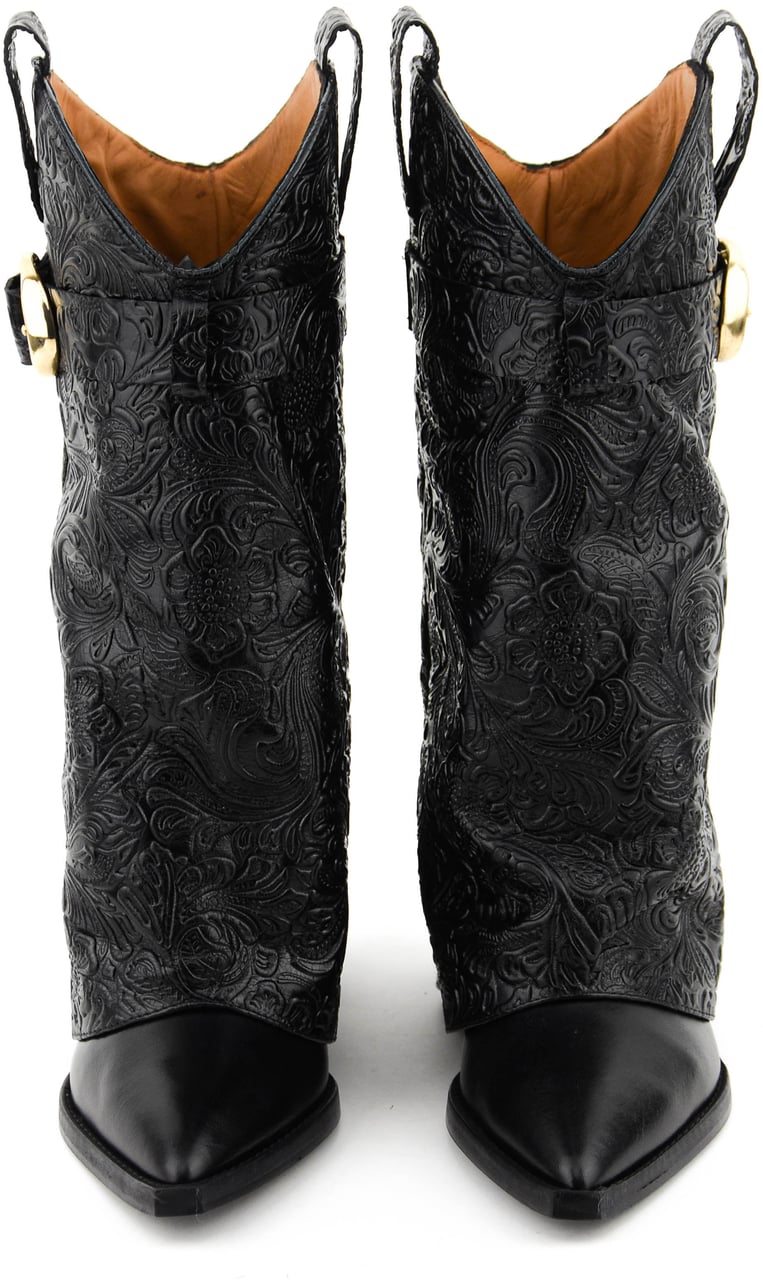 Toral Folk Low Boot Floral Black Zwart