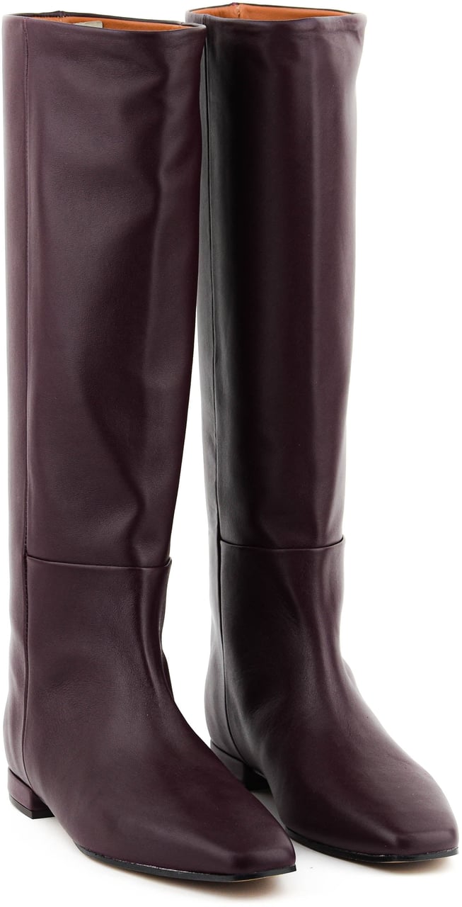 Toral Gigi Longboot Square Flat Burgundy Rood