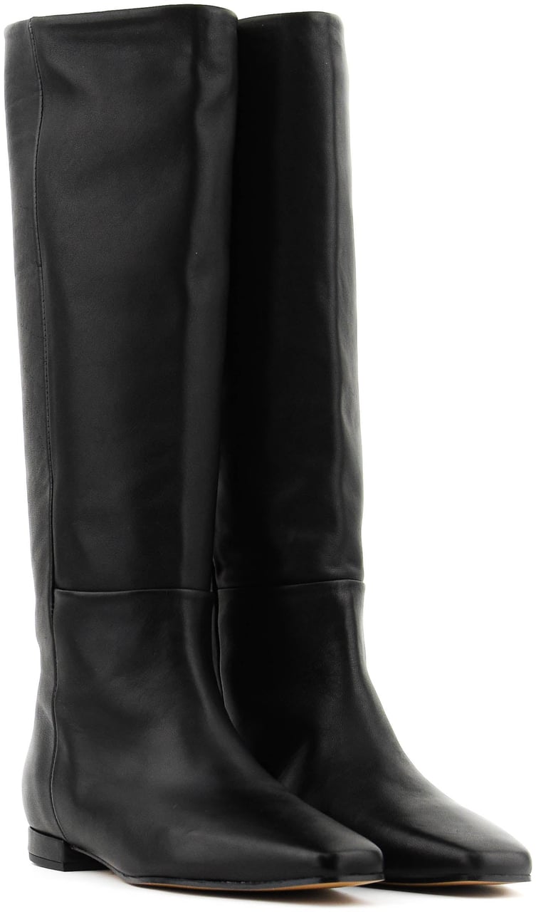 Toral Gigi Longboot Square Flat Black Zwart