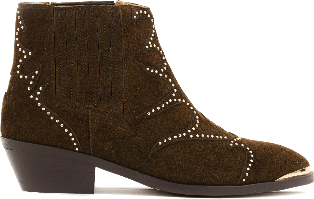Toral Sonia Studs Bootie Brown Suede Bruin