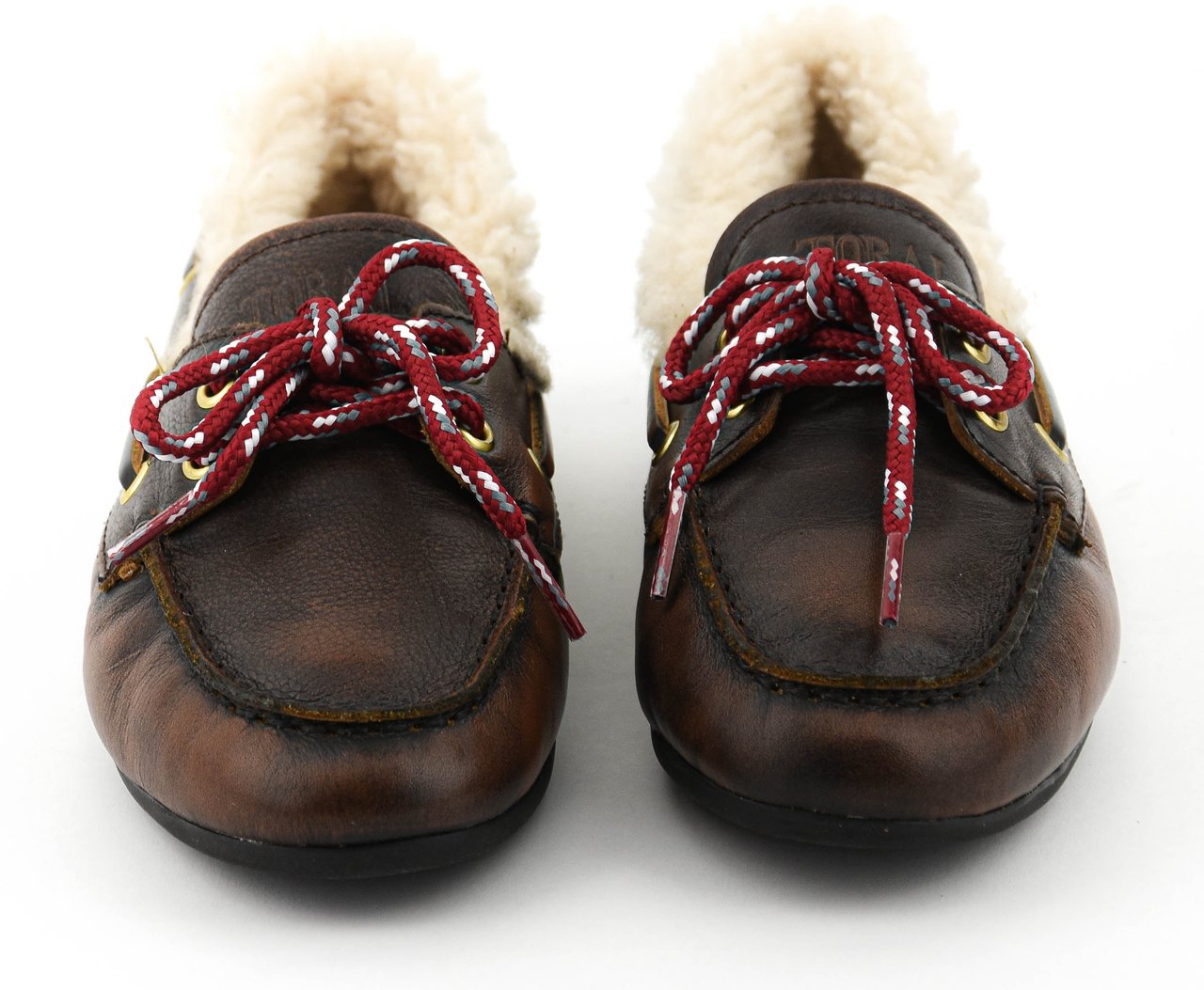 Toral Nahua Fur Moccasine Brown Leather Bruin