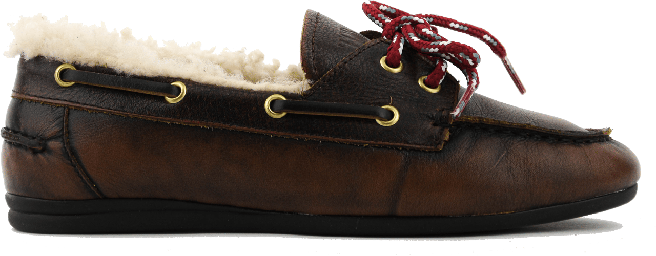 Toral Nahua Fur Moccasine Brown Leather Bruin