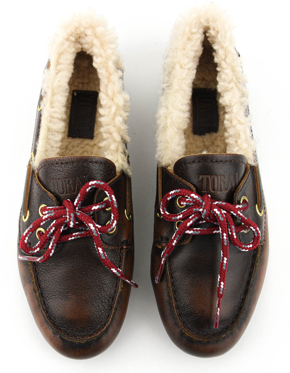 Toral Nahua Fur Moccasine Brown Leather Bruin
