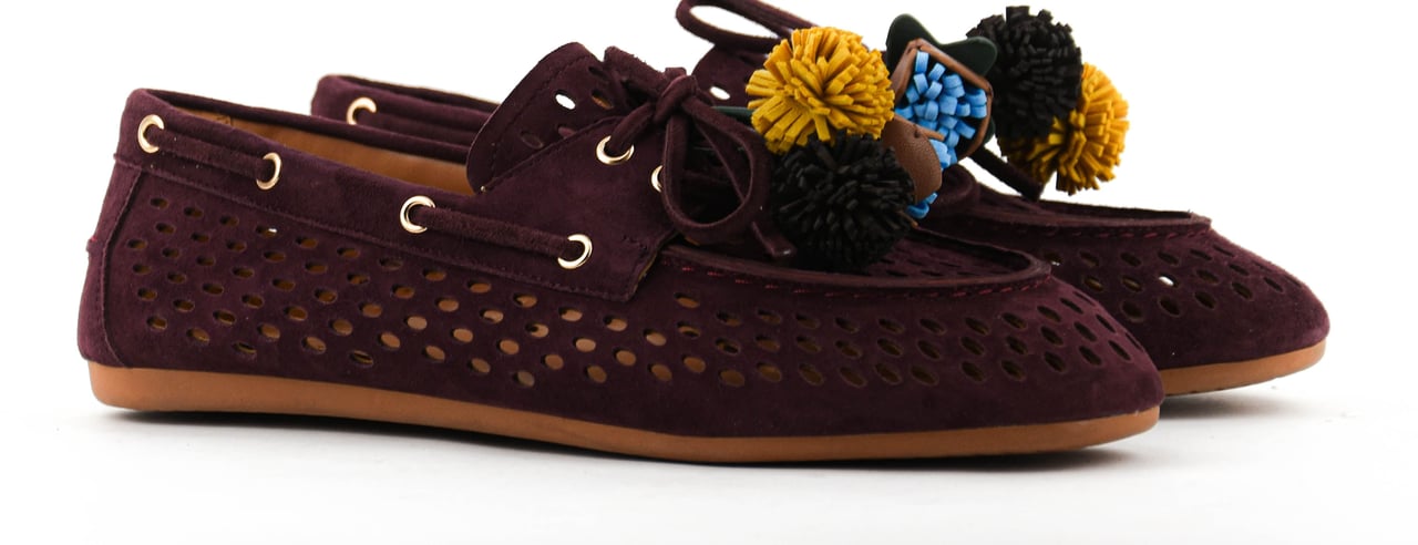 Toral Karmel Loafer Burdeos Pompom Rood