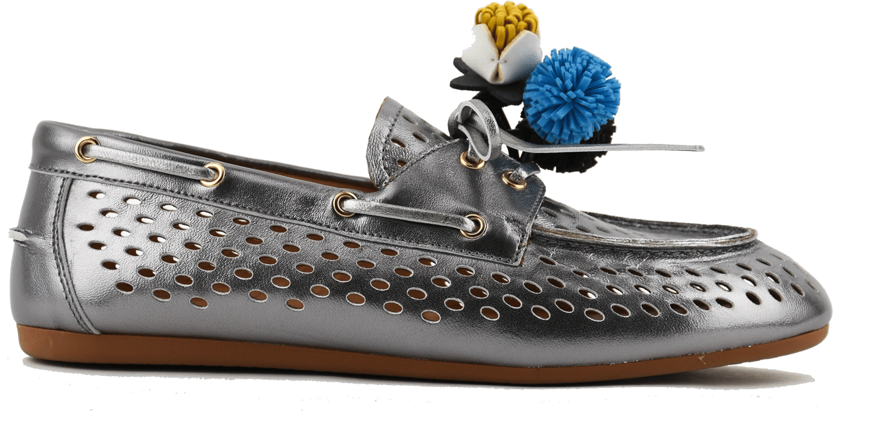 Toral Karmel Loafer Argento Pompom Zilver