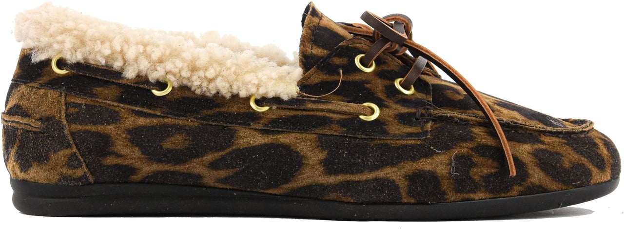 Toral Nahua Leopard Boat Shoe Shearling Bruin