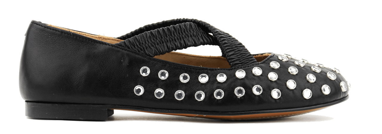 Toral Silvie Crystals Criss Cross Ballerina Black Zwart
