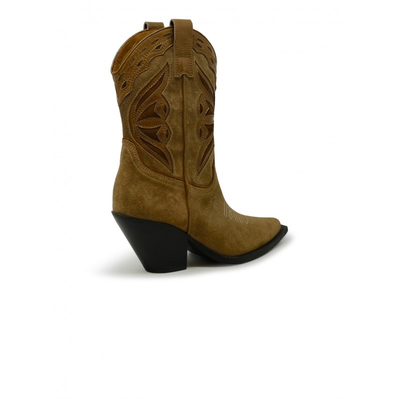 Toral TORAL TL-12371 TAN SUEDE FIONA TEXAN BOOTS Bruin