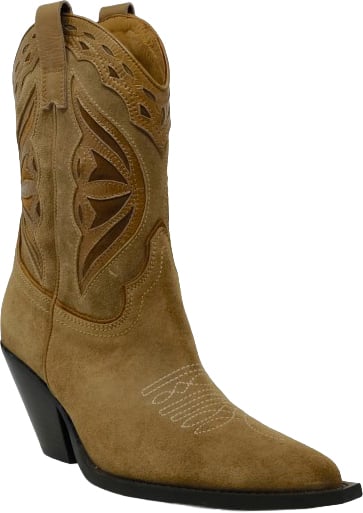 Toral TORAL TL-12371 TAN SUEDE FIONA TEXAN BOOTS Bruin