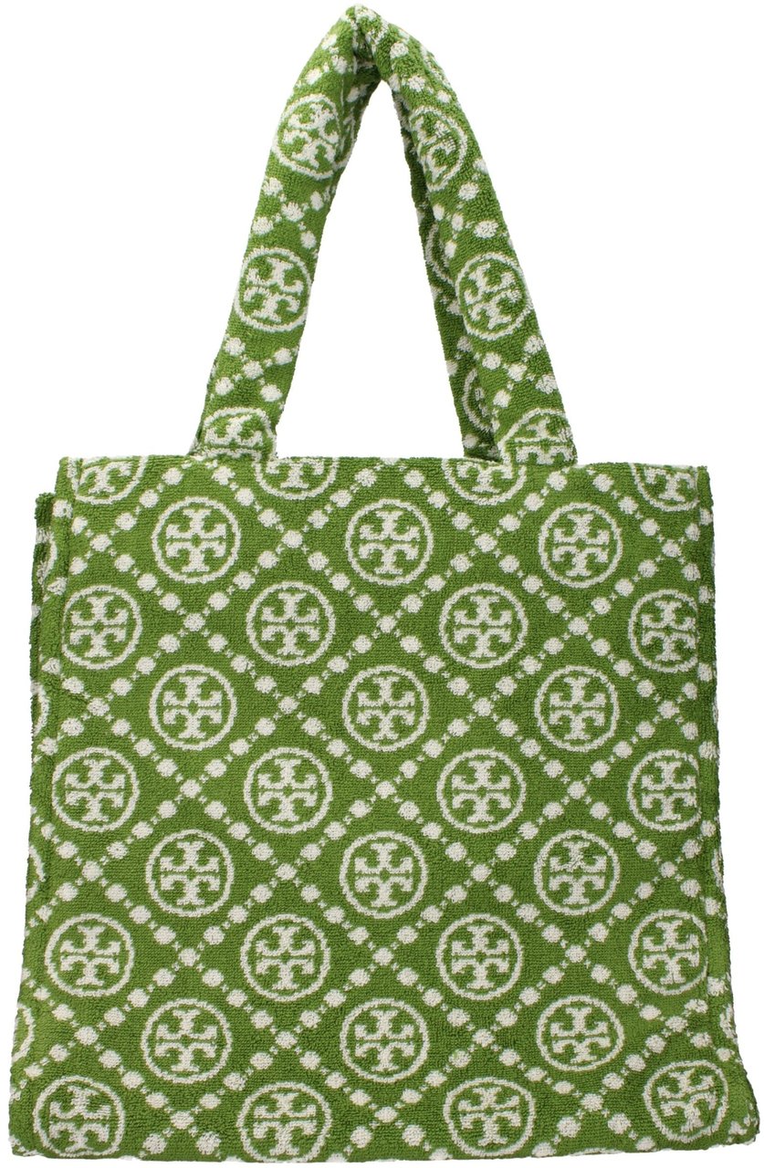 Tory Burch Tory Burch Green Cotton-Like Shoulder Bag Groen