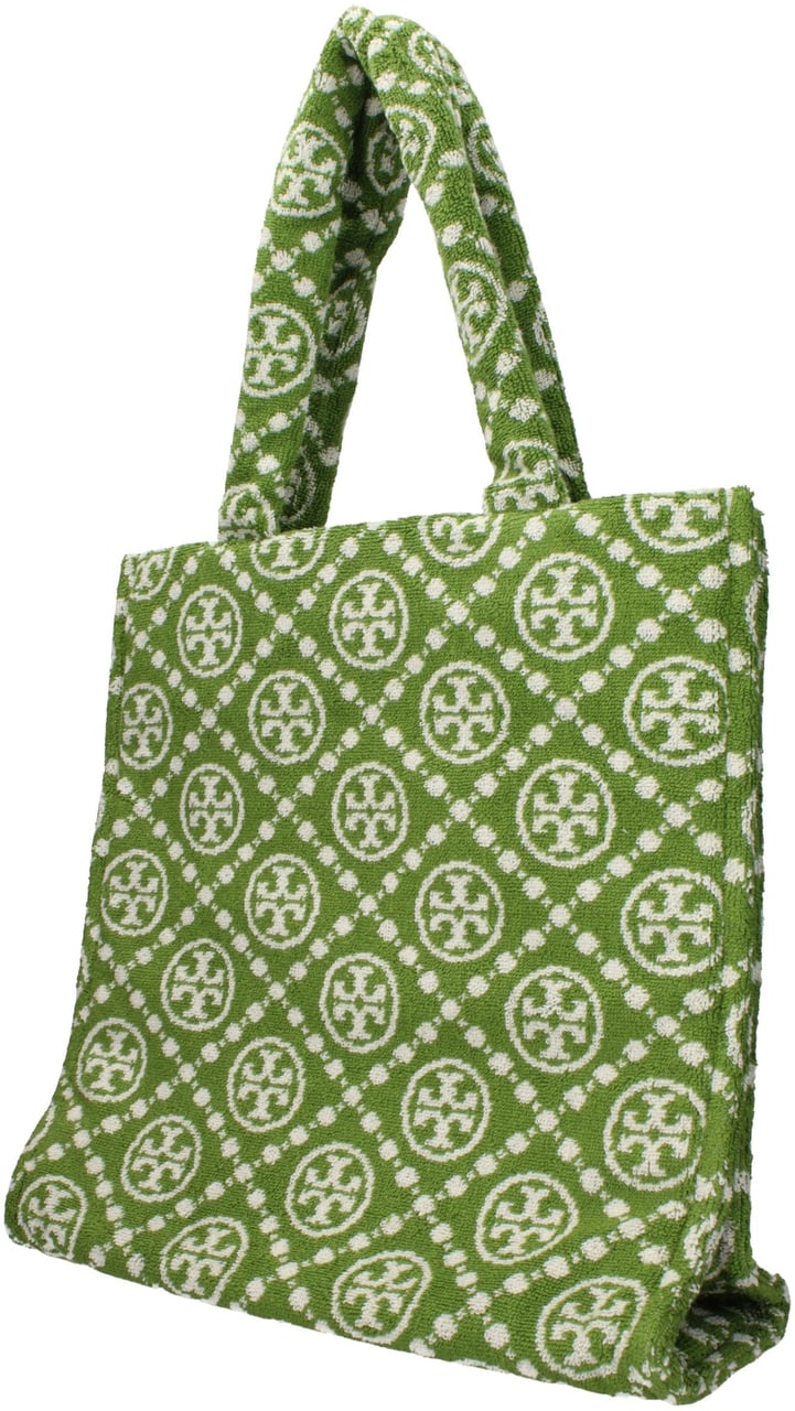 Tory Burch Tory Burch Green Cotton-Like Shoulder Bag Groen