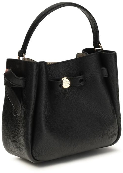 Tory Burch Black Calf Leather Bos Taurus Shoulder Bag Zwart