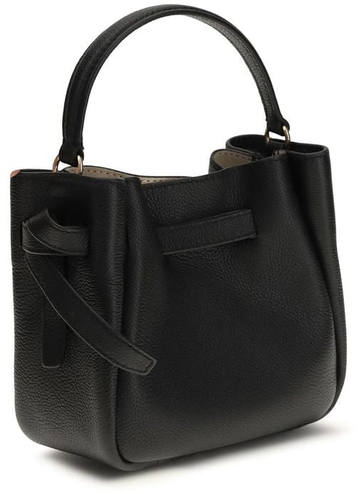 Tory Burch Black Calf Leather Bos Taurus Shoulder Bag Zwart