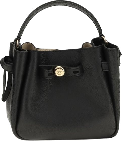 Tory Burch Black Calf Leather Bos Taurus Shoulder Bag Zwart