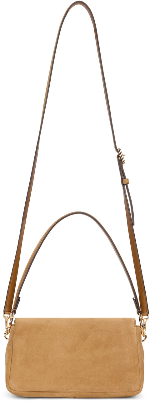 Tory Burch Charlie shoulder bag in suede leather Neutraal