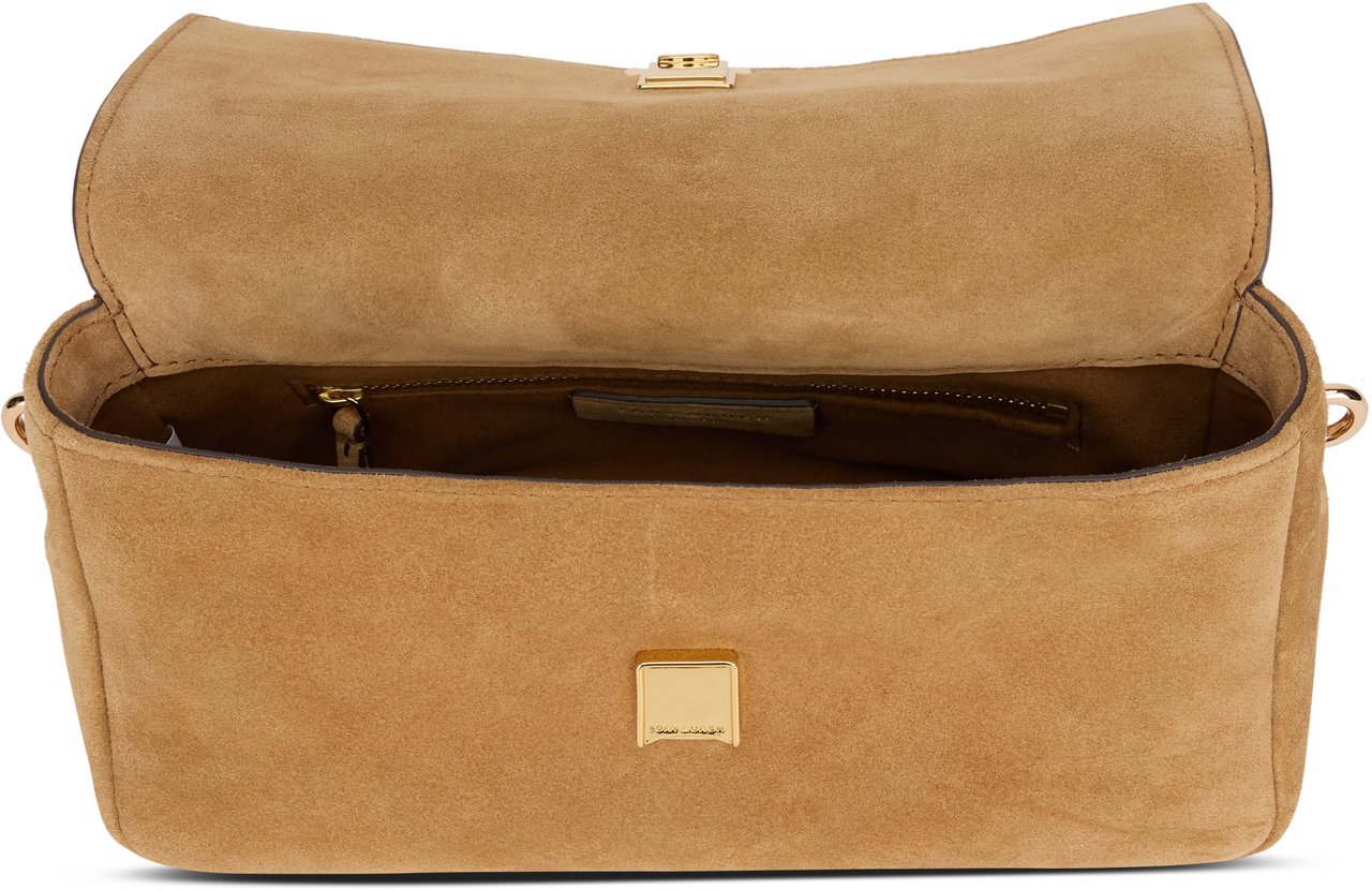 Tory Burch Charlie shoulder bag in suede leather Neutraal