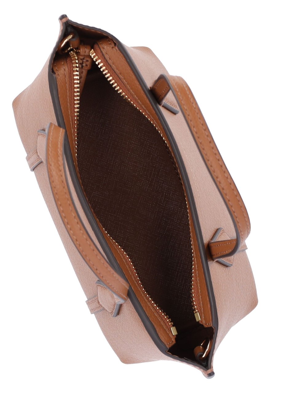 Tory Burch Structured Pebbled Handbag with Adjustable Strap Bruin