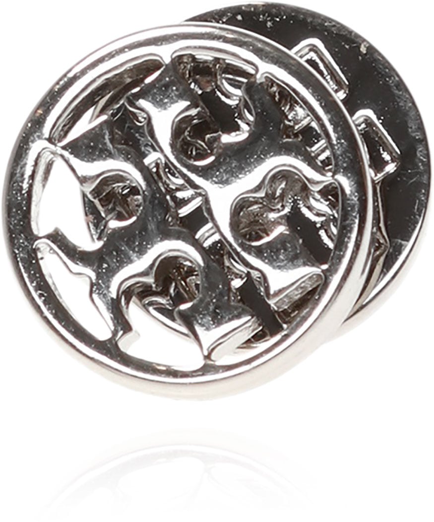 Tory Burch Miller Monogram Logo Stud Earrings Zilver